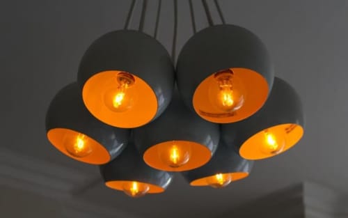 Modern chandelier with black globes