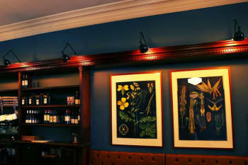 two paintings with accent lights